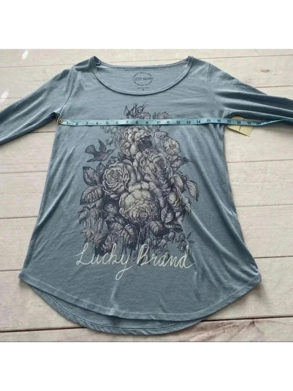 NWT Lucky Brand Blue Floral Tee Womens Size Small - Picture 11 of 15